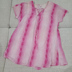 Buddy Love Caftan Mini Dress Pink Snakeskin Womens Large Swing Trapeze Sundress